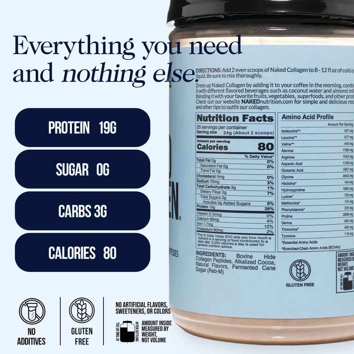 Chocolate Collagen Peptides Powder | Naked Collagen - 1.3 LB