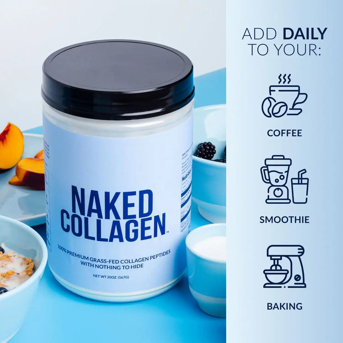 Collagen Peptides with Hyaluronic Acid | Naked Collagen Advanced - 1.3 LB