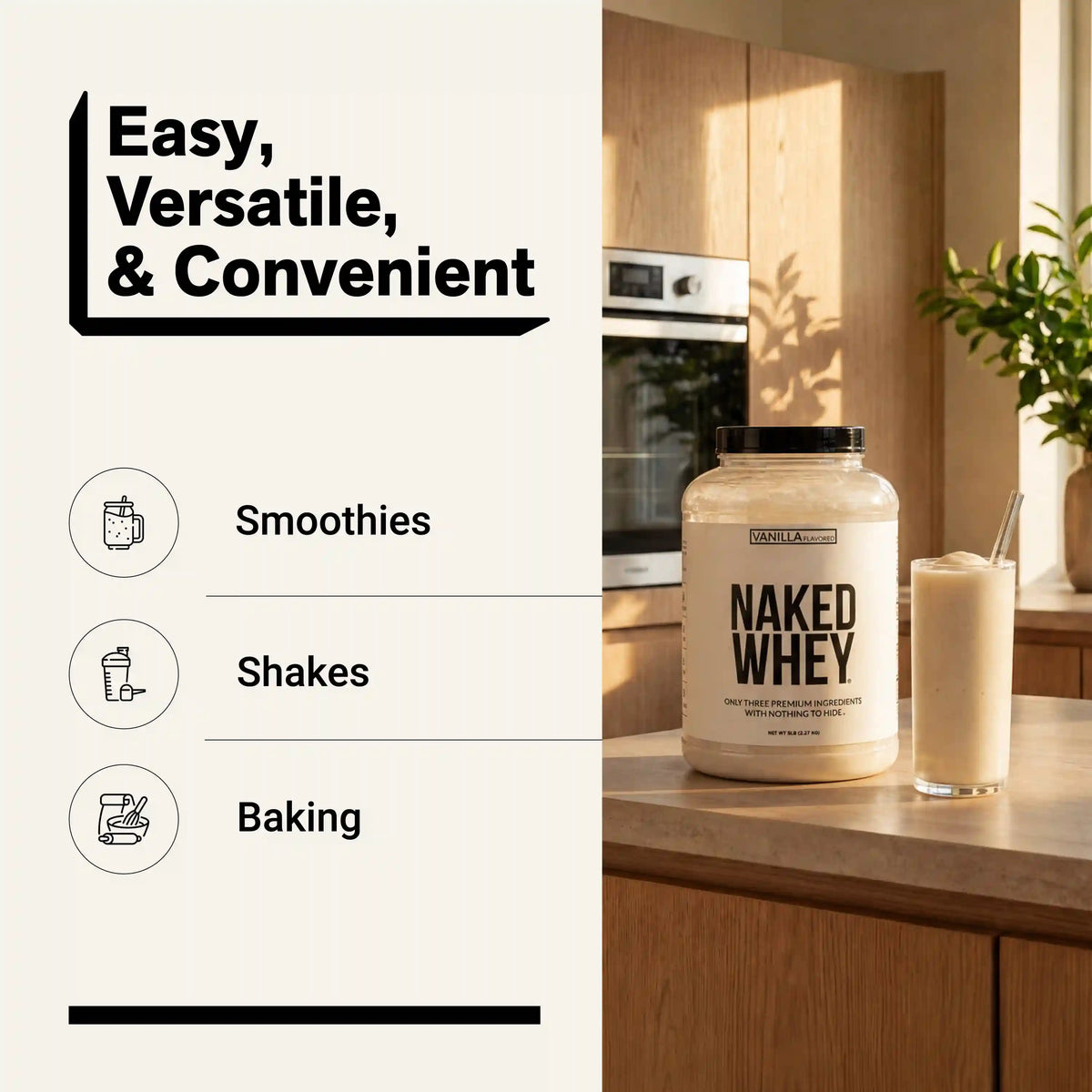 Vanilla Whey Protein Powder | Naked Vanilla Whey - 5LB